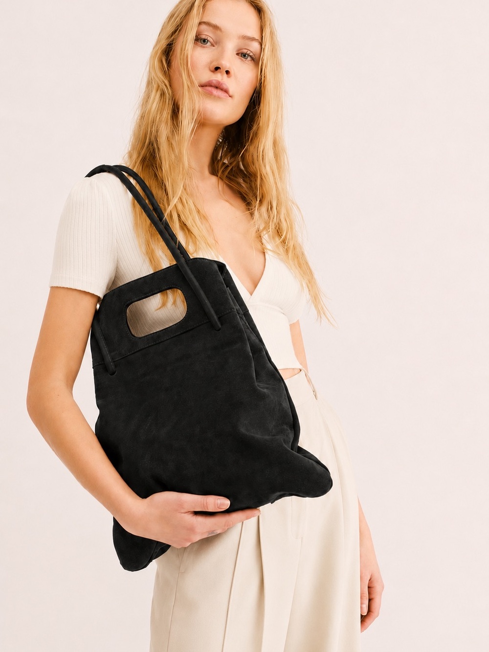 🖤 Free People Rosetta Top Handle Shoulder Bag FP Collection BLACK / NOIR 🔥BNWT🔥